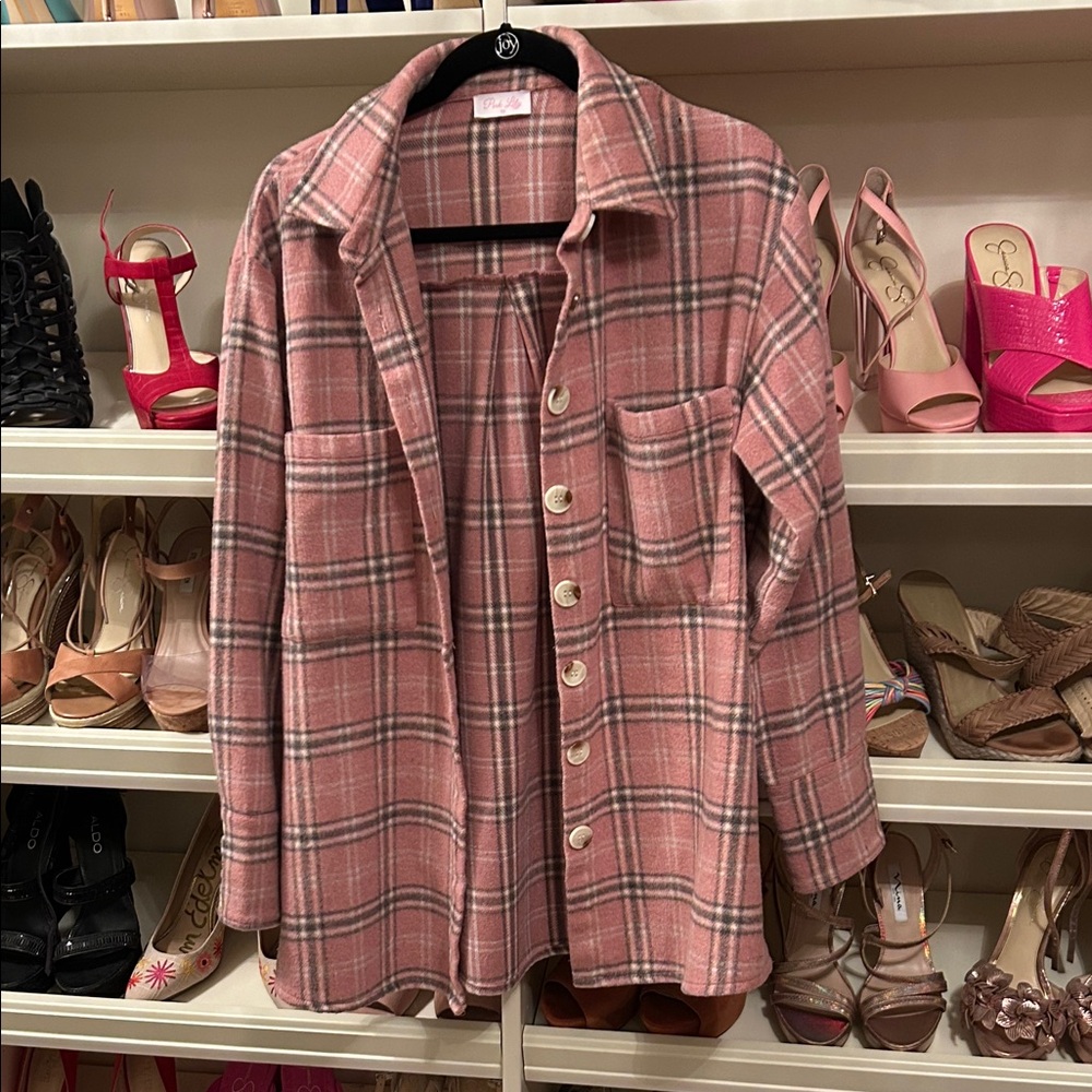 Pink Lilly Shacket - Flannel Jacket